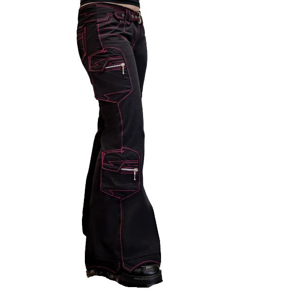 Women's Handmade Chains Black Rhinestones Gothic Punk Buckles Enigma Pant Emo Pink Tripp Pants Straps Baggy Pants