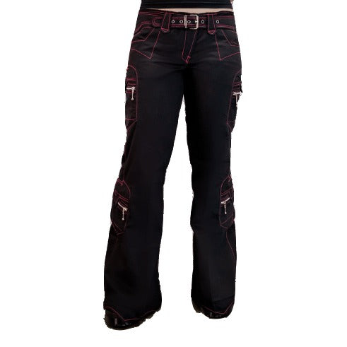 Women's Handmade Chains Black Rhinestones Gothic Punk Buckles Enigma Pant Emo Pink Tripp Pants Straps Baggy Pants