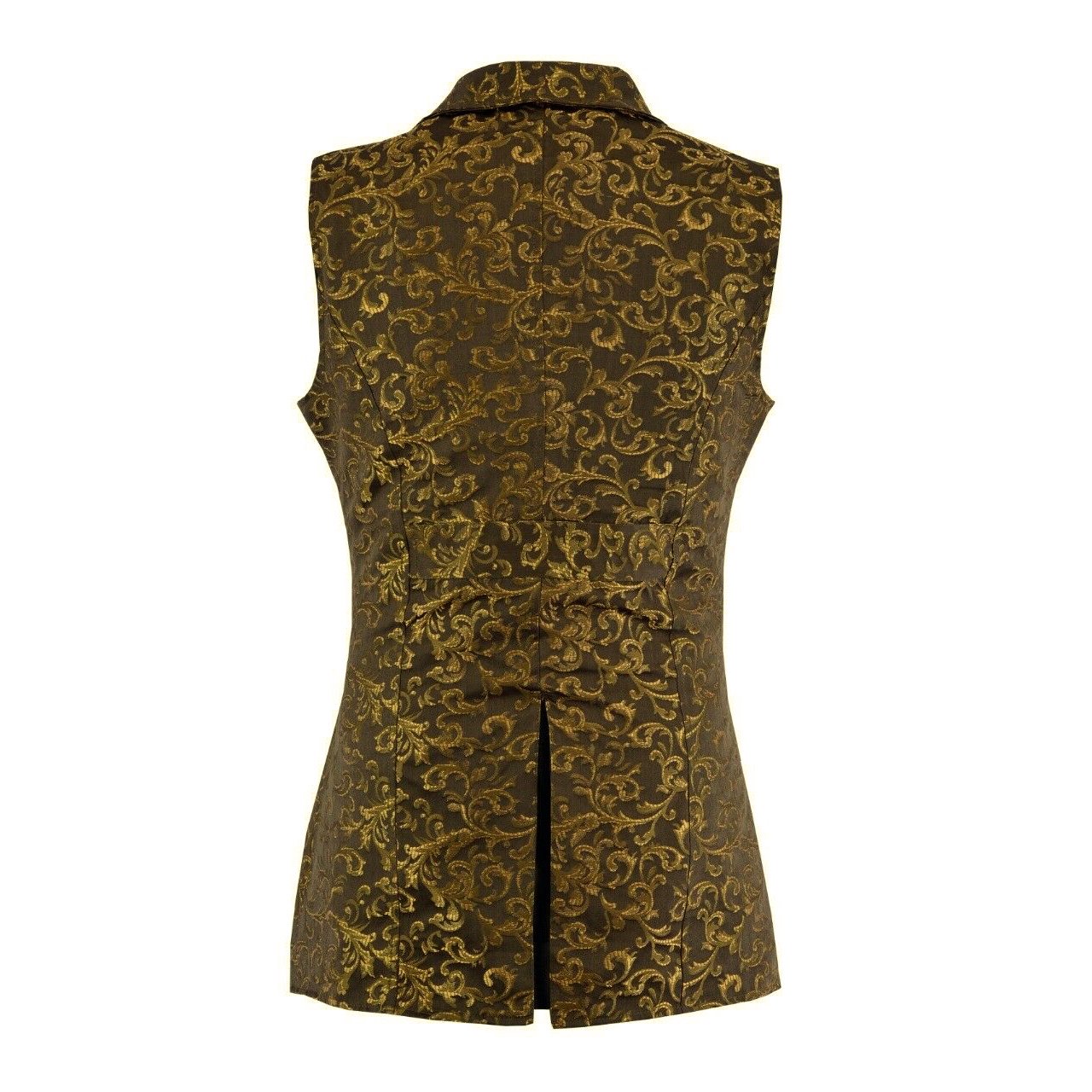 Men's Double Breasted Governor Vest Waistcoat VTG Gold Brocade Gothic Steampunk/USA