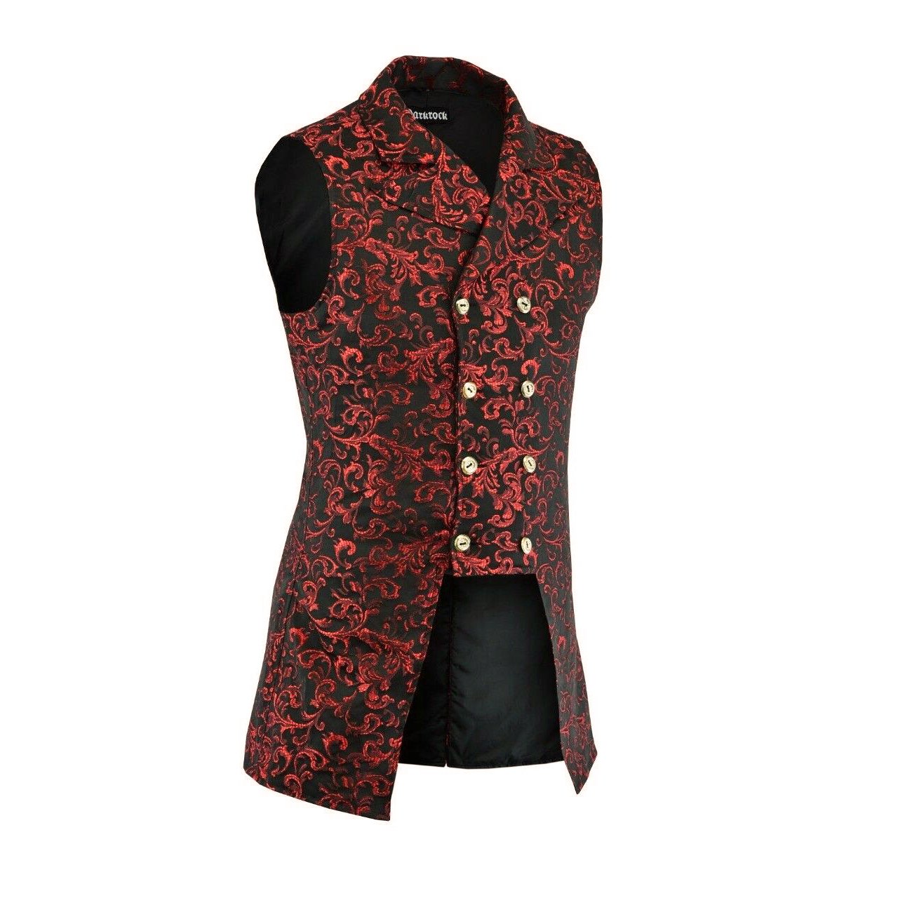Men's Double Breasted Governor Vest Waistcoat VTG Red Brocade Gothic Steampunk/USA