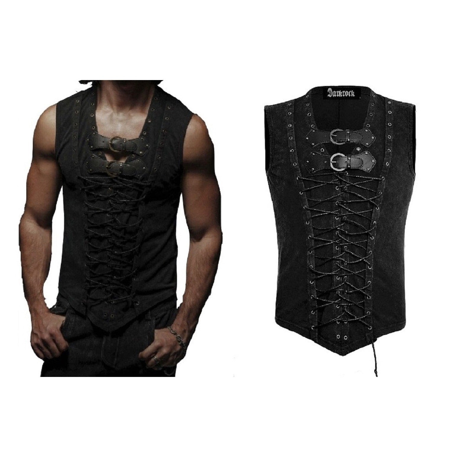 Vintage Men T-Shirt Steampunk Gothic visual kei Vest (1)
