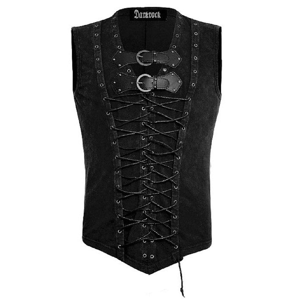 Vintage Men T-Shirt Steampunk Gothic visual kei Vest (2)
