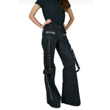 WOMEN'S GOTHIC PUNK EMO BONDAGE BLACK STRAPS GOTH ZIPPER ROCK STAR TRIPP PANTS (1)