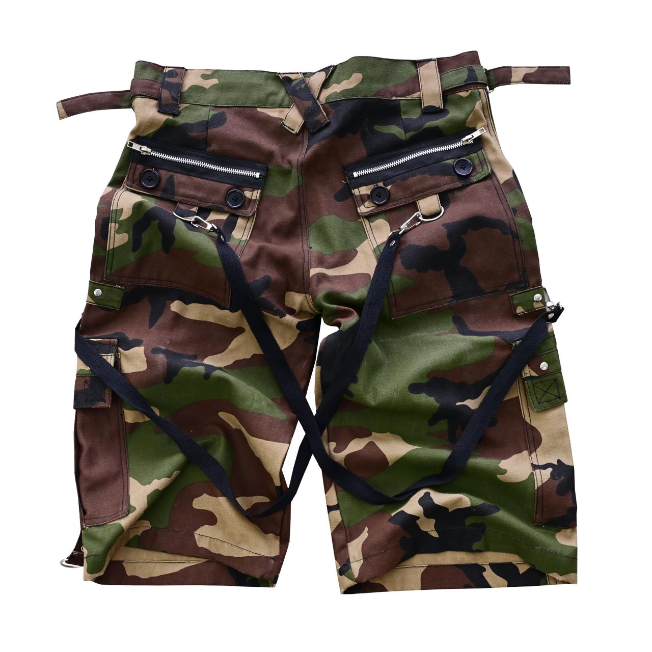 Gothic Mens Punk Short Green Camo