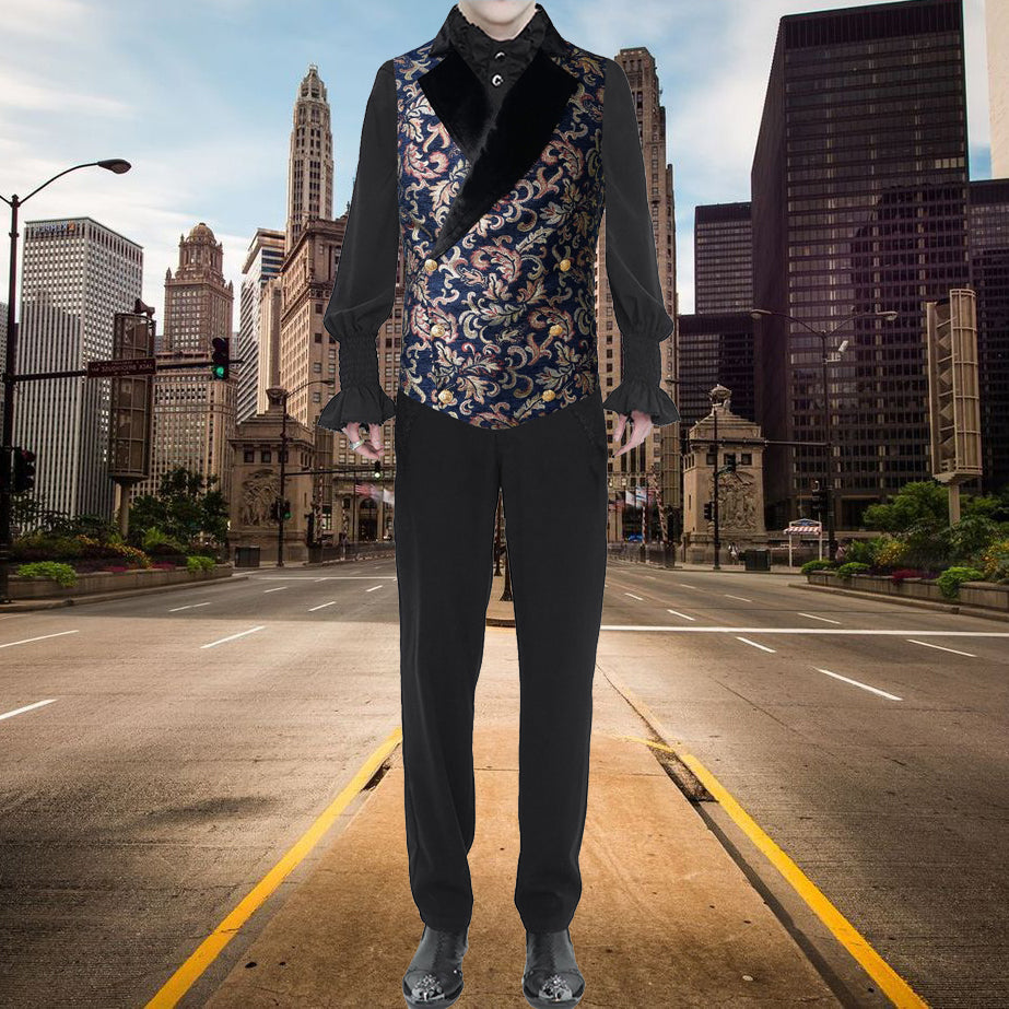 Gothic Men's Victorian Double Breasted Vest Gothic Steampunk Waistcoat