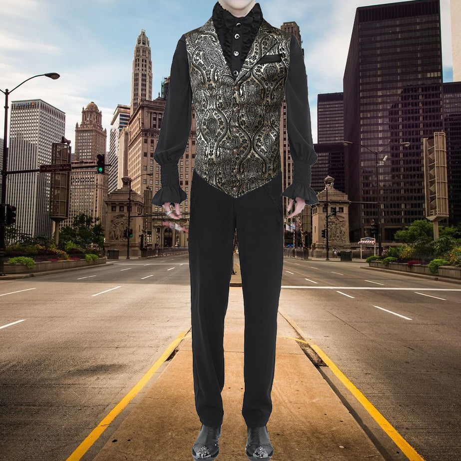 Gothic Men's Victorian Suit Vest Steampunk Waistcoat