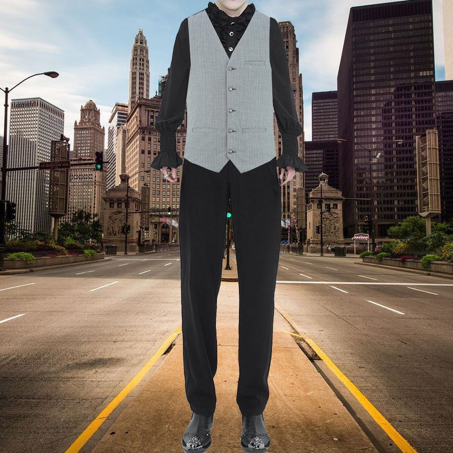 Men Herringbone Wool Blend Tweed Vest Premium Grey Waistcoat Suit Vest V Neck Slim Fit Waistcoat/USA