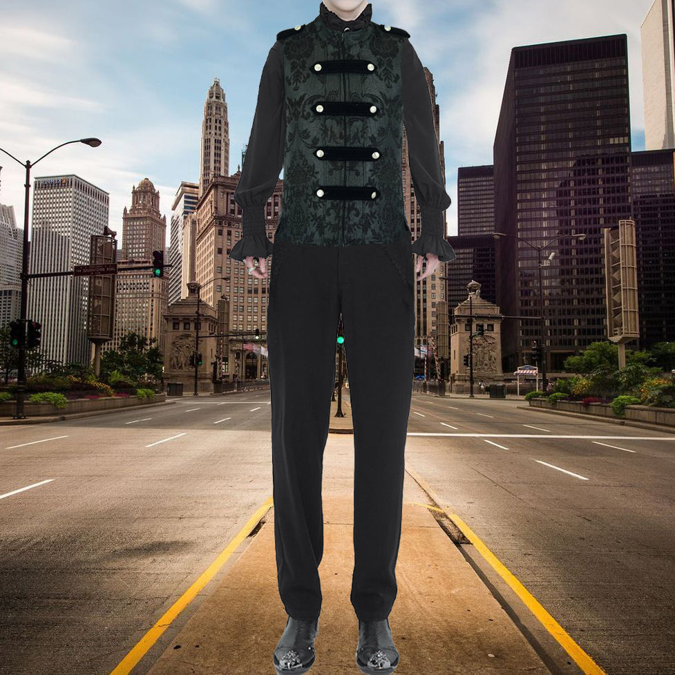 Dark Rock Black Vest Gothic Jacket Military Uniform Rock Band Vest Goth Steampunk