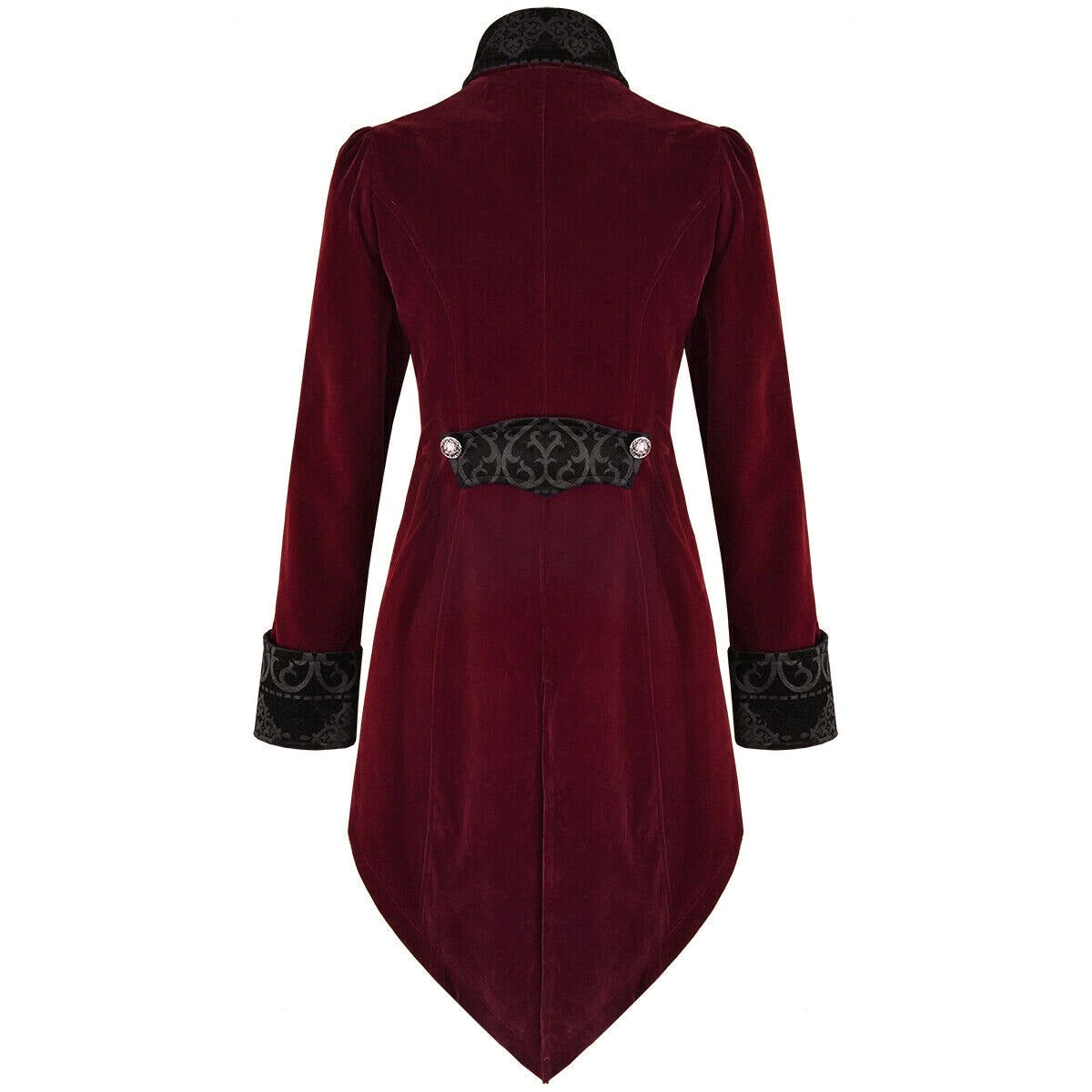 Women's Steampunk Swallow Tailcoat Gothic Long Winter Burgundy Velvet Coat