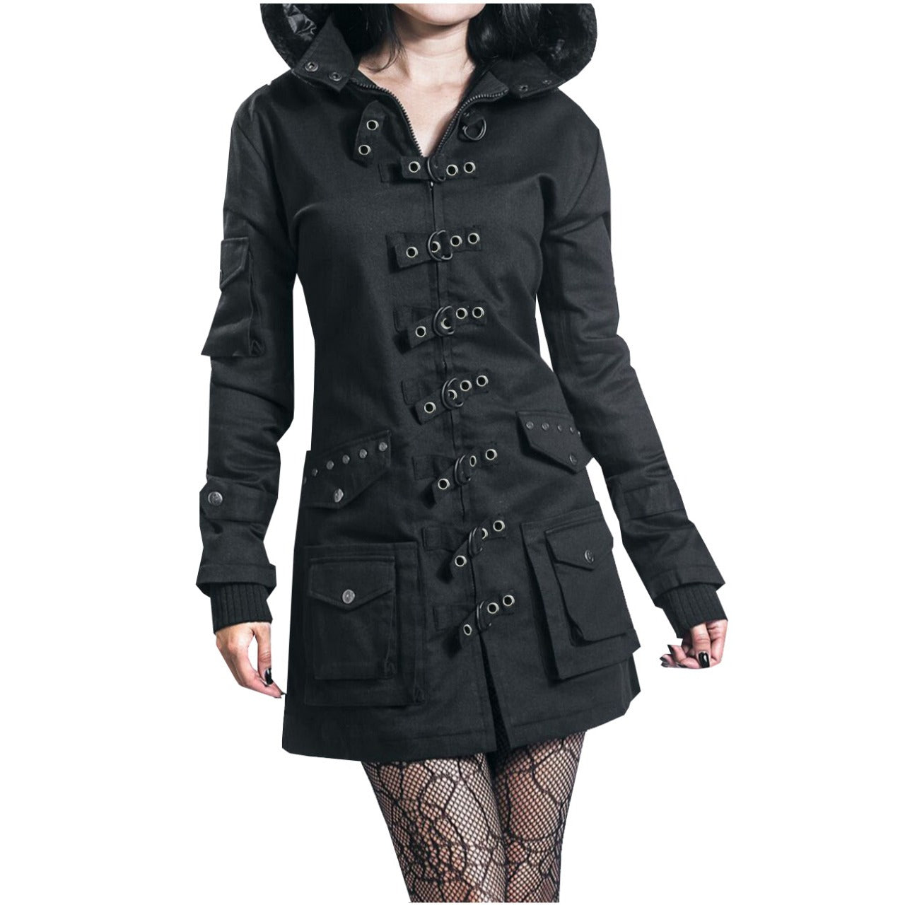Women's coat Jacket Winter Jacket With Multi Pocket Jacket Silver rings (2)