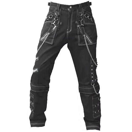 Men Gothic Black Pant Eyelets Cargo Bondage Trouser Punk Rock Pant