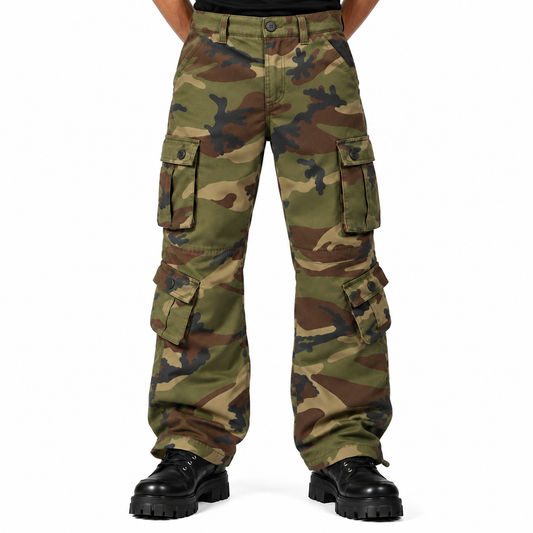 Men's Cotton Casual Military Army Camo Combat Work Cargo Pants with 8 Pockets