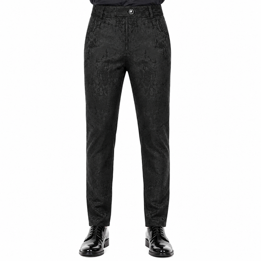 Men's Black Brocade Victorian Dress Pant Trouser/Black Gothic Pants