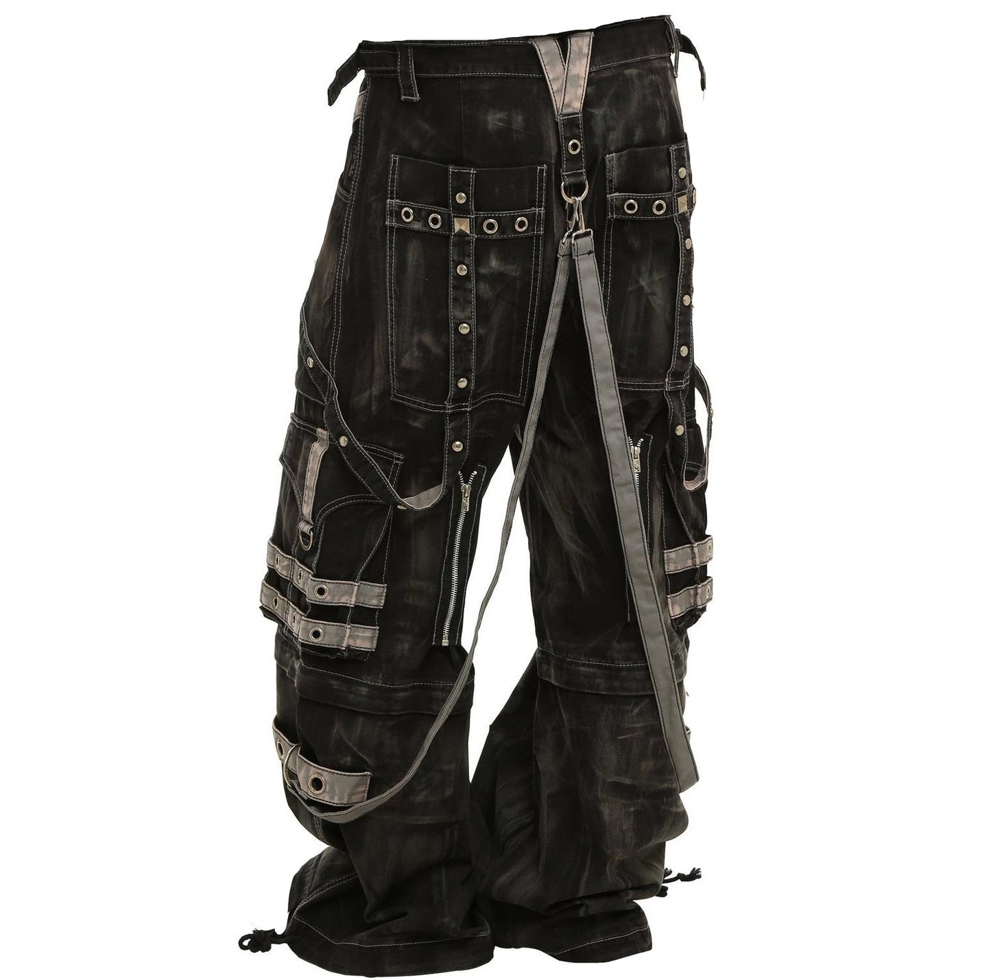 Gothic Black & Amp Grey Overdyed Zip Off Pants