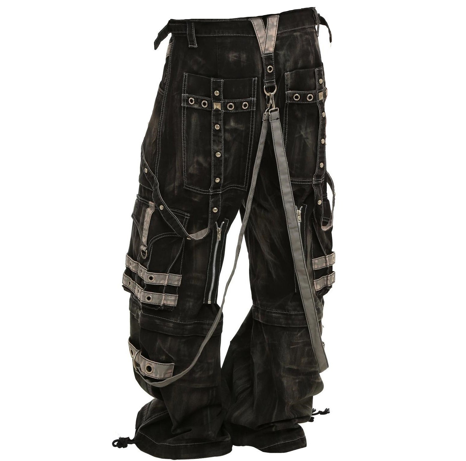 Gothic Black & Amp Grey Overdyed Zip Off Pants