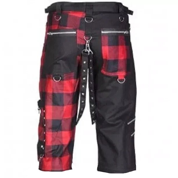 Men's Gothic Split Leg Bondage Rock Hard Shorts Emo