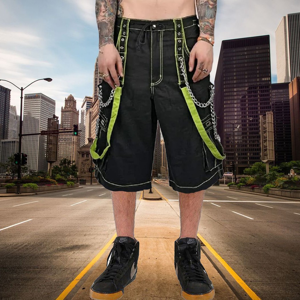 Gothic Bondage Men's Short Alternative Punk Rock Skater Emo Shorts