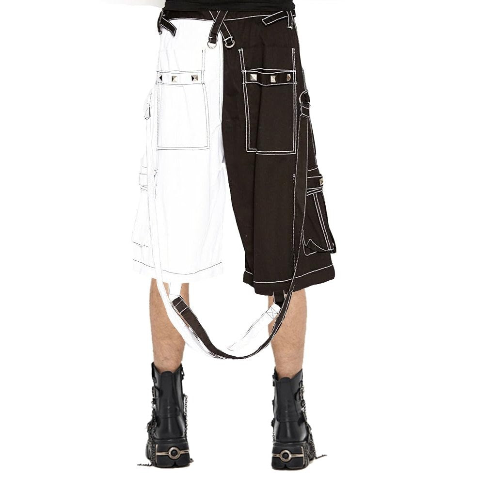 Gothic Bondage Men's Alternative Punk Rock White Emo Shorts