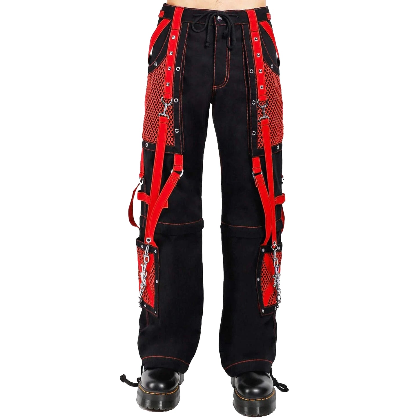 Black/Red Jeans Extreme Bondage Rocker Cyber Goth Steampunk Pant Usa