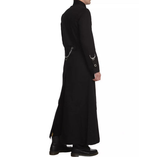Gothic Men's Handmade Chain Eyelet Trench Coat