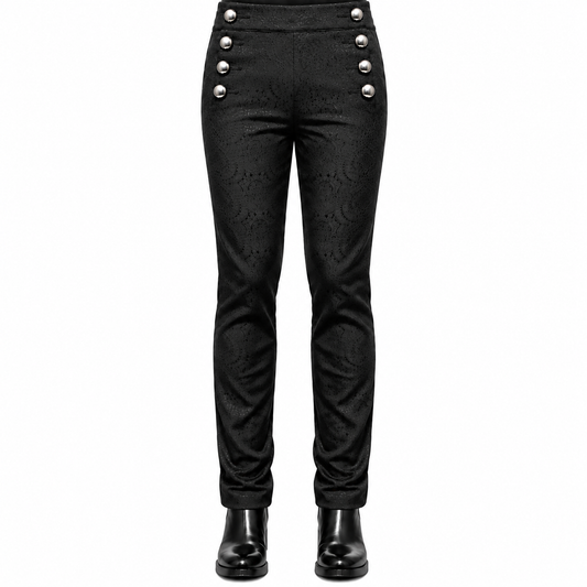Prime Quality Men's Gothic Alastor Steampunk Black Brocade Dress Pants
