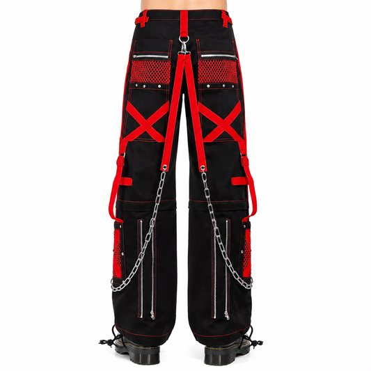 Black/Red Jeans Extreme Bondage Rocker Cyber Goth Steampunk Pant Usa