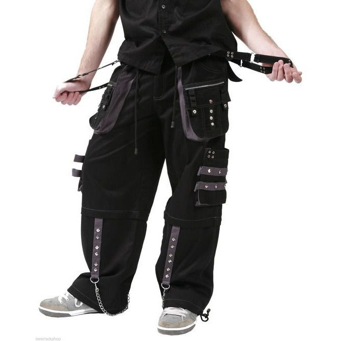Gothic Men's Black Grey Men Trousers Gothic Cotton Studs Metal Punk