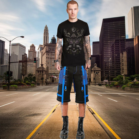 Gothic Handmade Gothic Bondage Men's Short Alternative Punk Rock Black Blue Emo Shorts