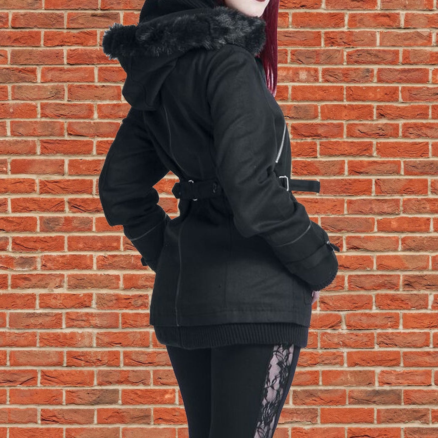 Gothic Chase Coat Winter Jacket black