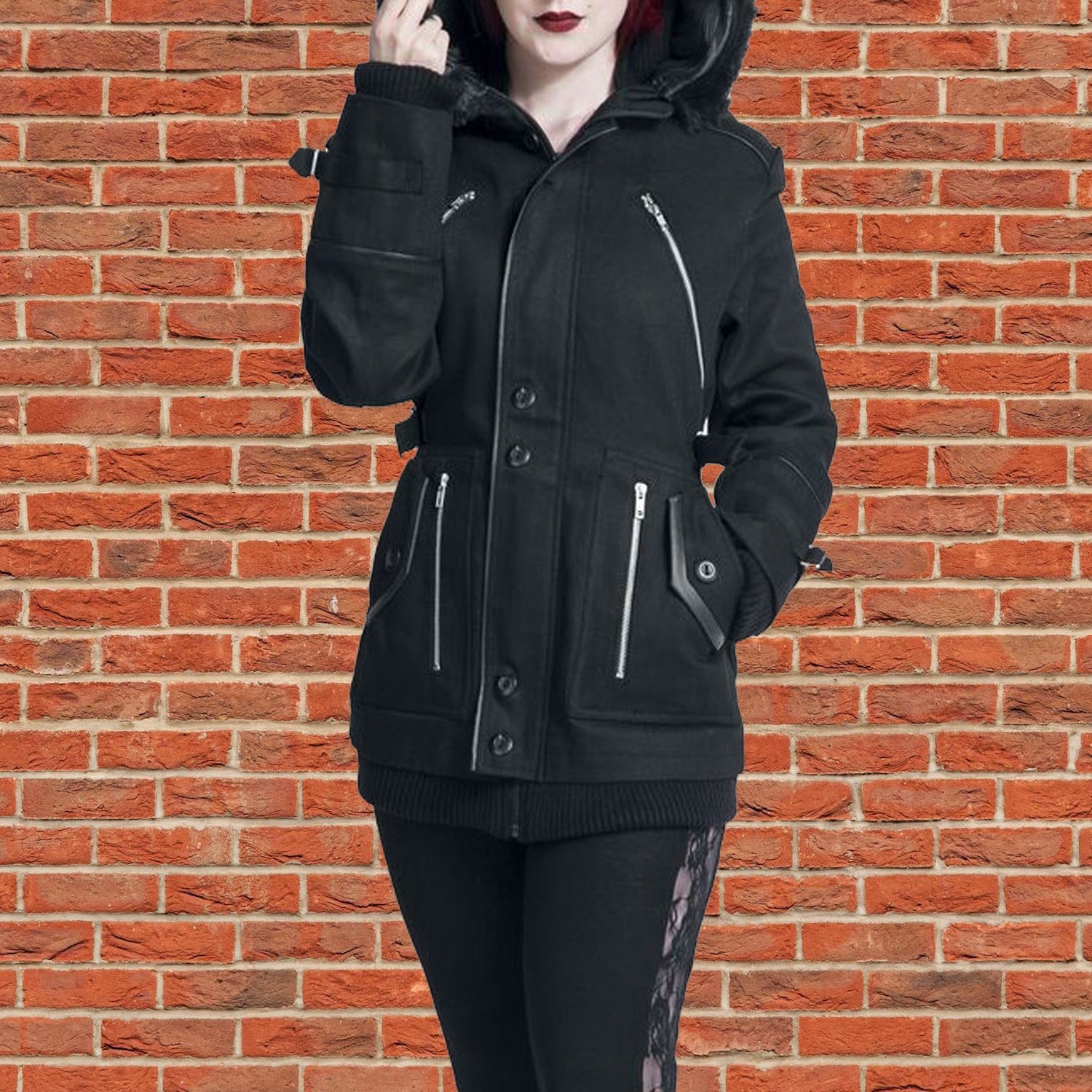 Gothic Chase Coat Winter Jacket black