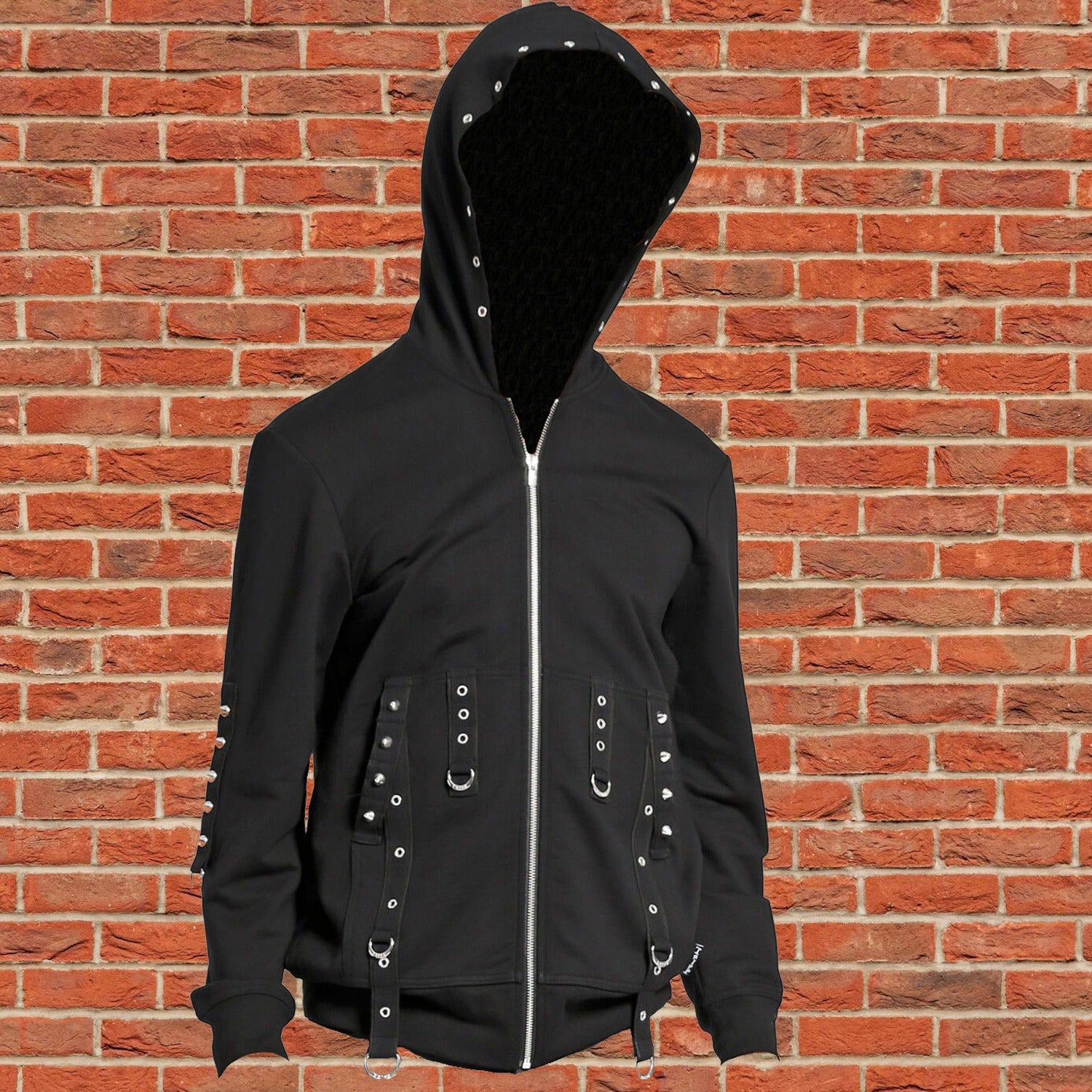 BLACK METAL GOTHIC PUNK STAGE SUPER STRAP HOODIE BLAZER JACKET