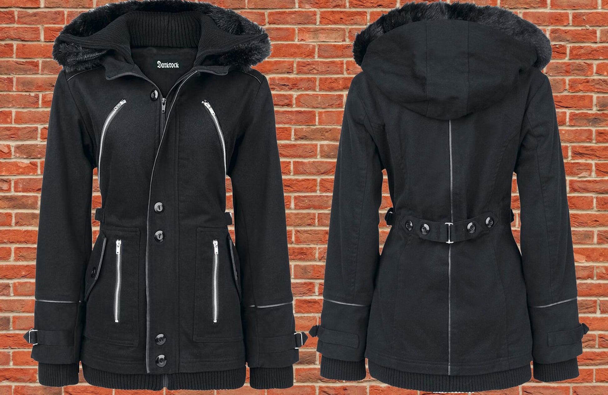 Gothic Chase Coat Winter Jacket black