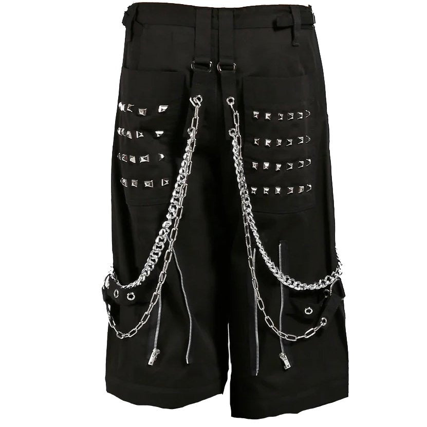 Gothic Mens Black Goth Monster Studs Gothic Punk Rock Shorts