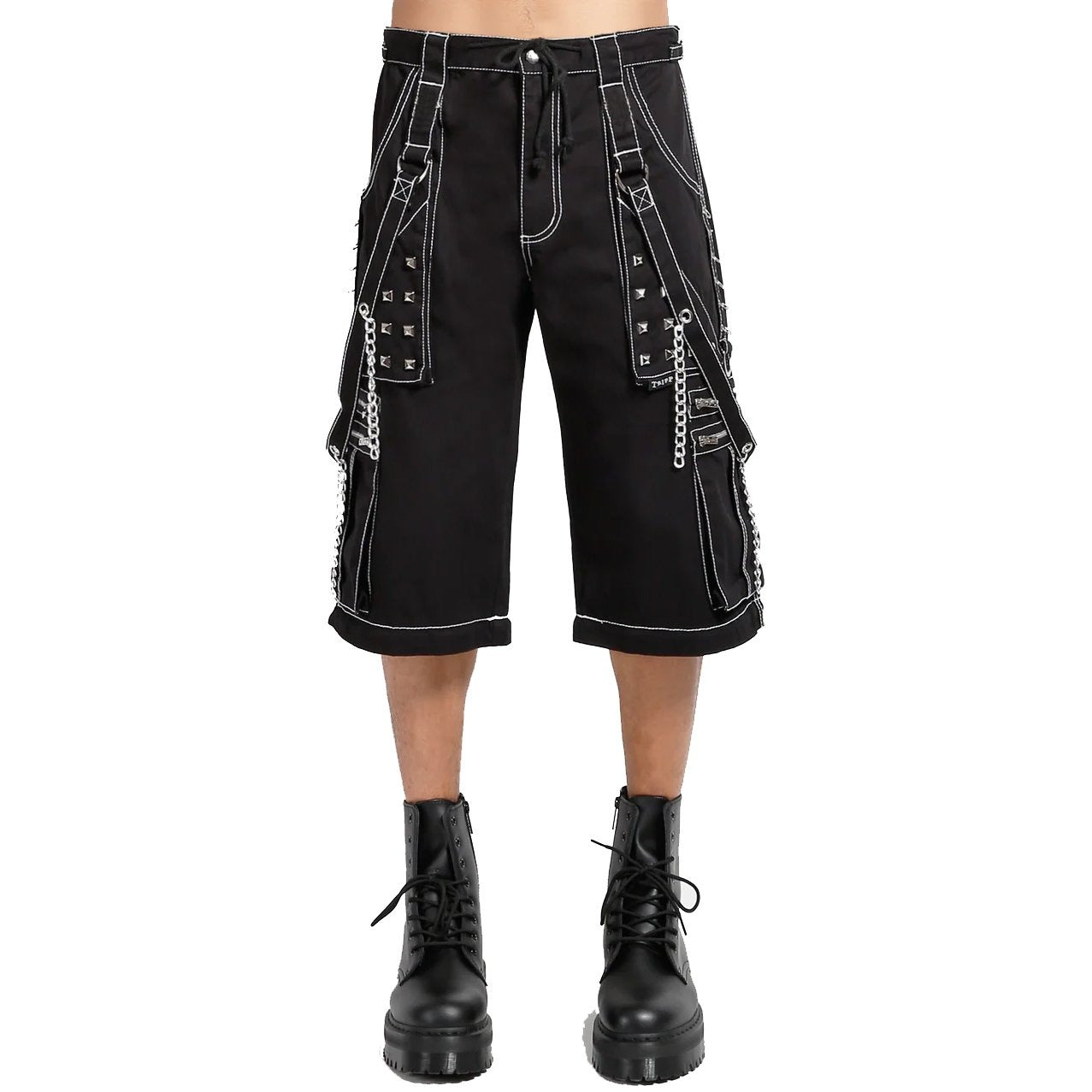 Prime Quality Gothic Men's Black Bondage Gothic Cyber Pant Chain Techno Rock Punk Shorts