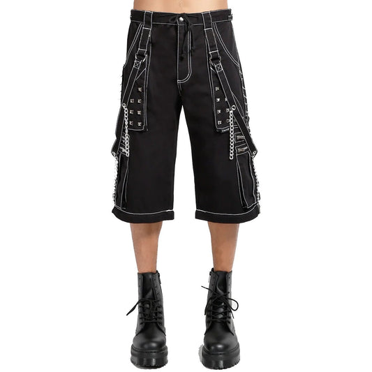 Prime Quality Gothic Men's Black Bondage Gothic Cyber Pant Chain Techno Rock Punk Shorts