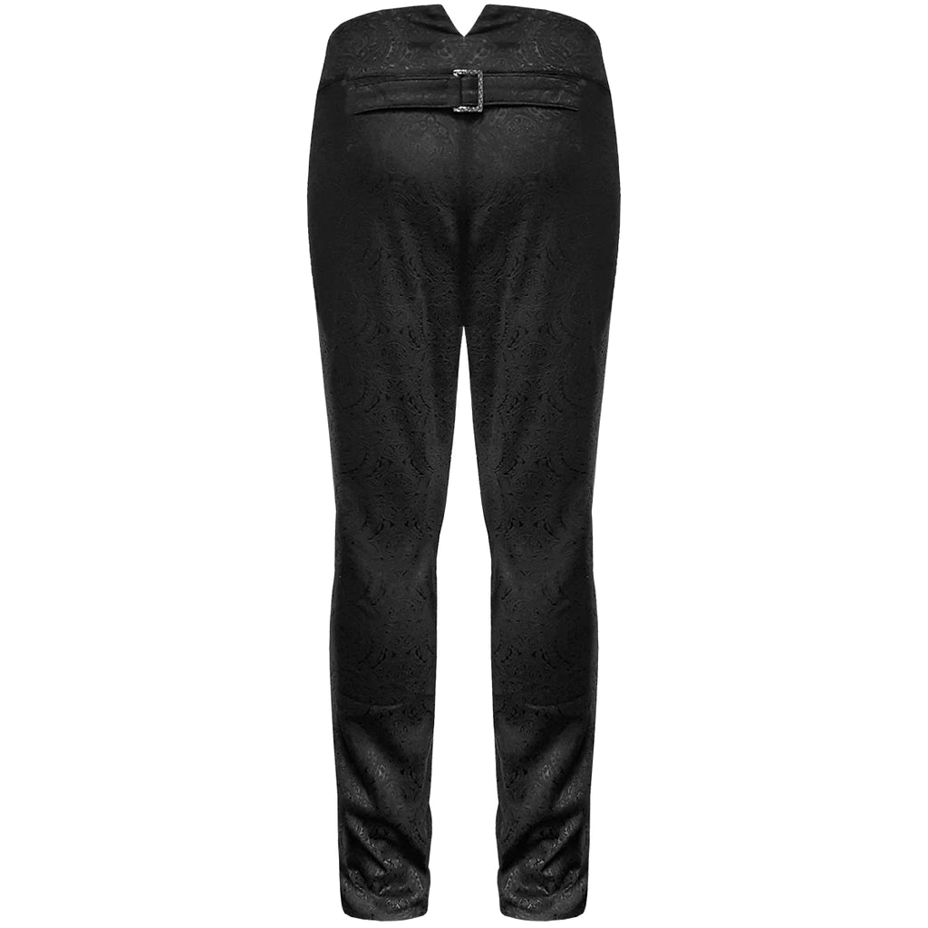 Prime Quality Men's Gothic Alastor Steampunk Black Brocade Dress Pants