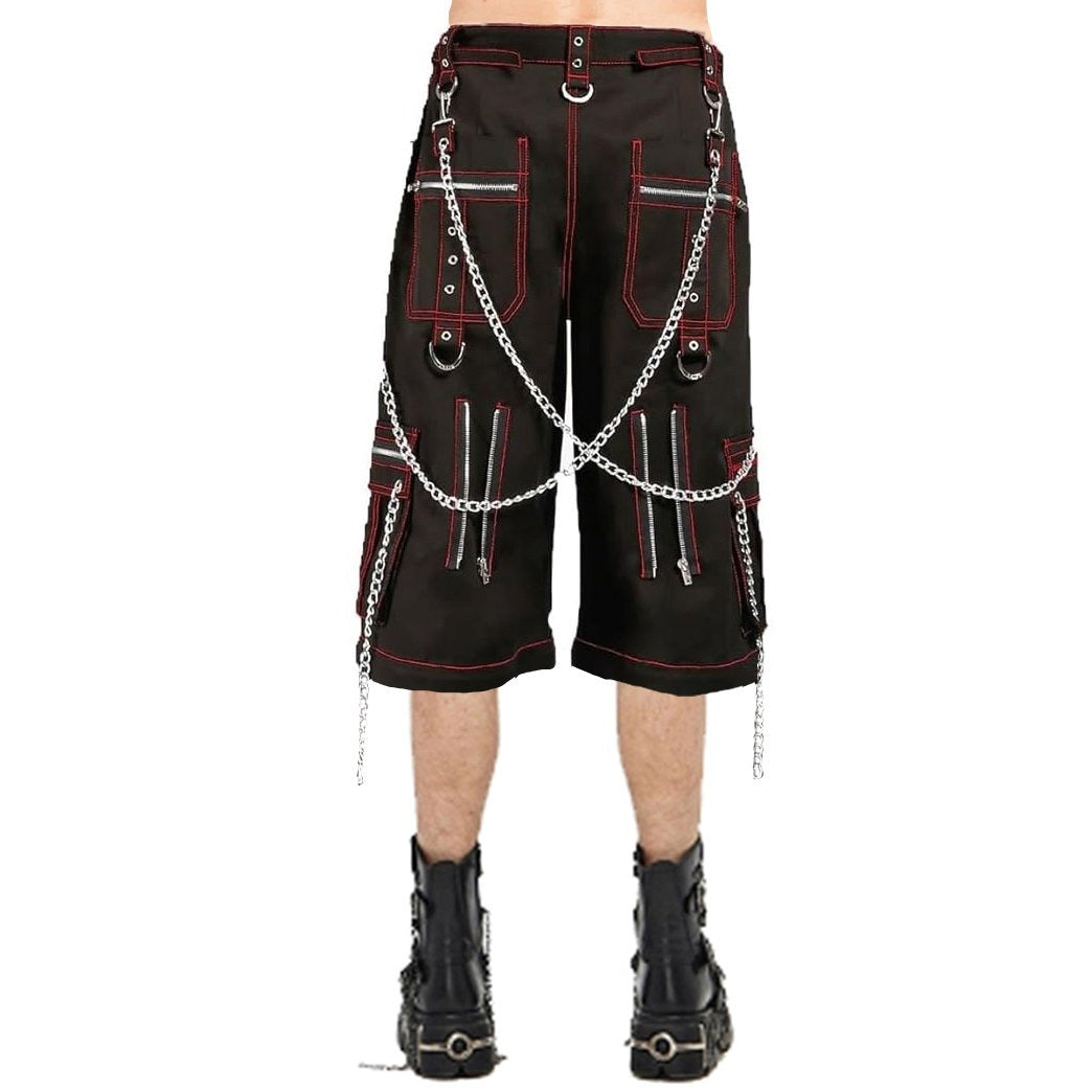 Men's Electro Bondage Gothic Red Stitch Rave Gothic Cyber Chain Gothic Punk Rock Pants
