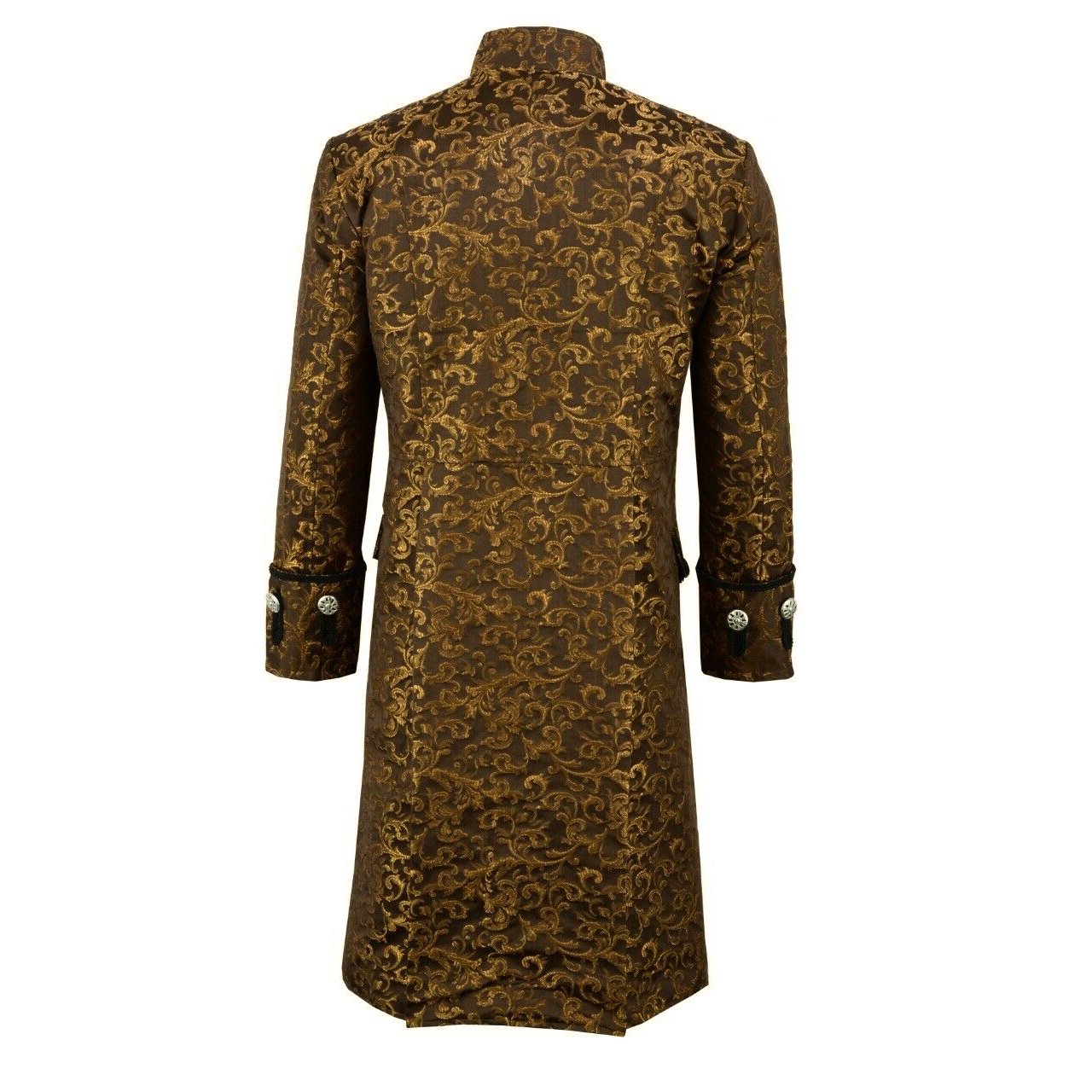 Renaissance Men's Gold Brocade Goth Steampunk Victorian Velvet Frock Coat/Usa