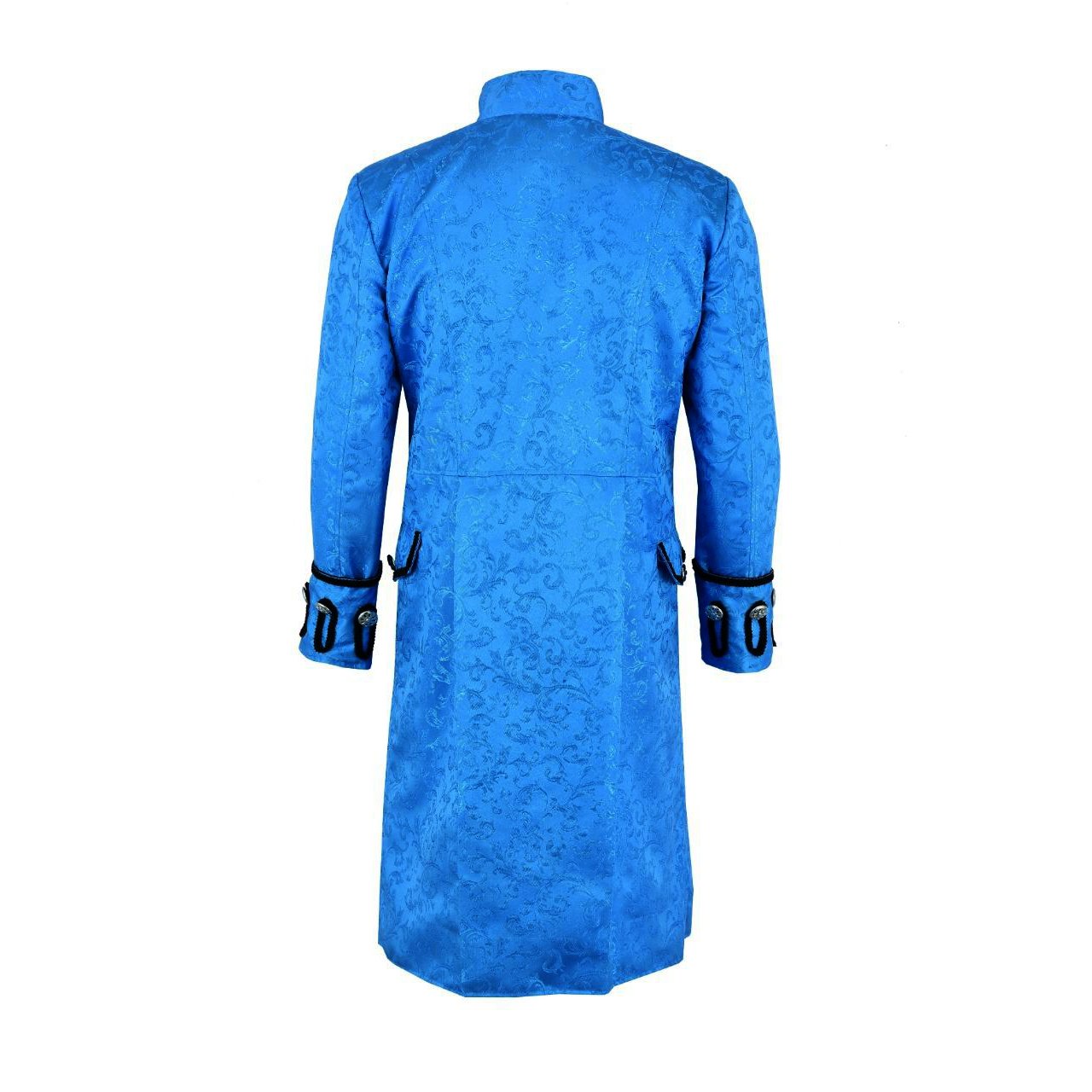 dark rock Renaissance Mens Royal Blue Brocade Goth Steampunk Victorian Velvet Frock Coat (3)
