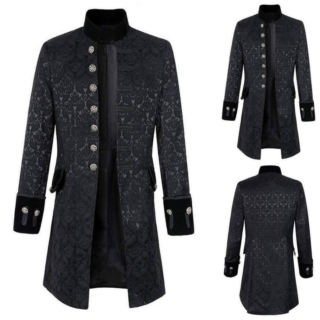 Handmade Renaissance Men's Velvet Goth Steampunk Victorian Frock Coat/Brocade