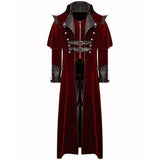 Gothic Steampunk Military Red Jacket Men's Punk Highwayman Regency Long Coat