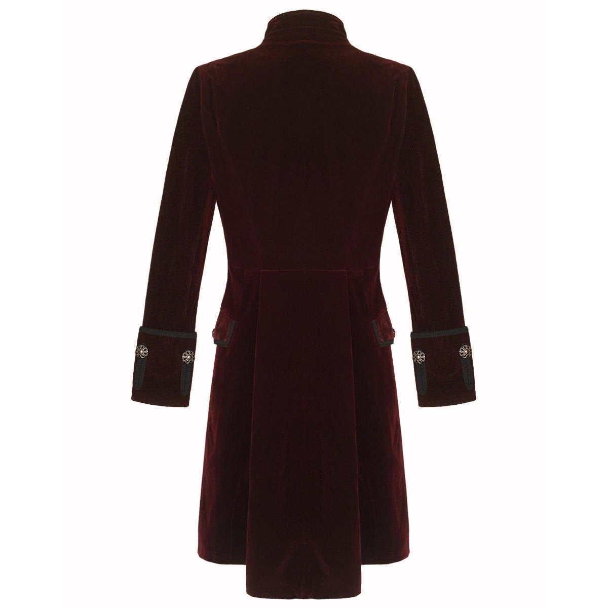 Men's Velvet Renaissance Burgundy Handmade Frock Coat Gothic Victorian Jacket Steampunk