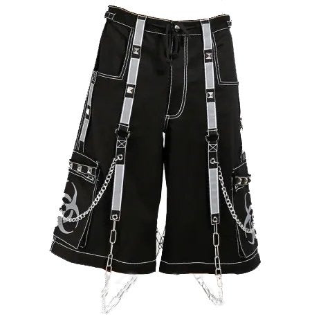Prime Quality Mens Gothic Bondage Reflective Street Walker Short Alternative Punk Rock Emo Shorts