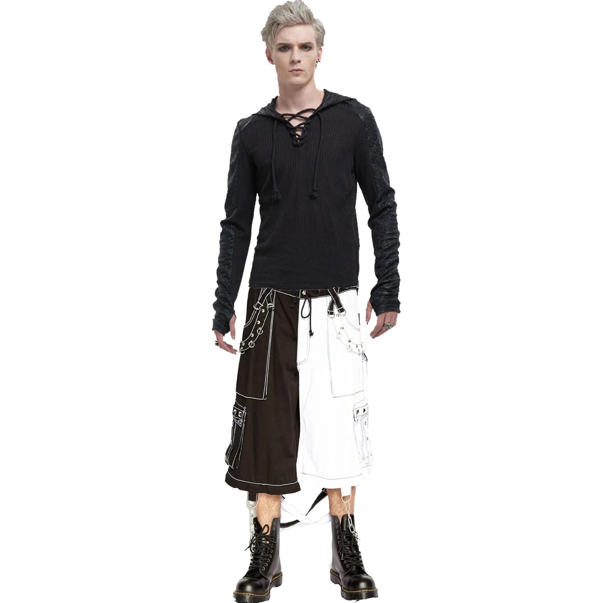 Gothic Bondage Men's Alternative Punk Rock White Emo Shorts