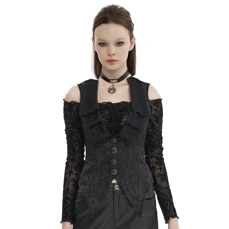 Women's Gothic Floral Embroidered Swallow-tailed Vest