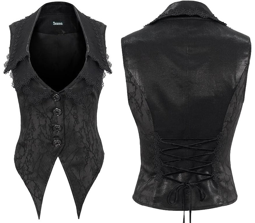 Women's Gothic Floral Embroidered Swallow-tailed Vest
