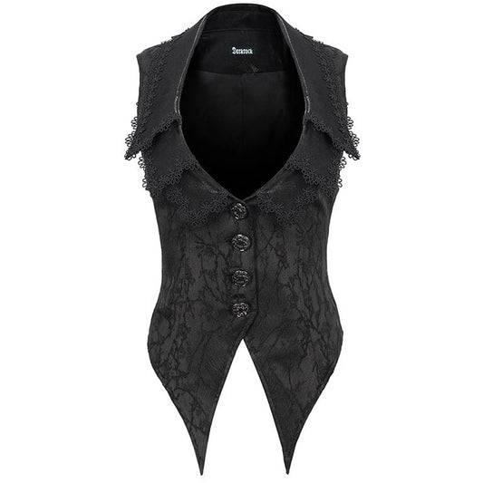 Women's Gothic Floral Embroidered Swallow-tailed Vest