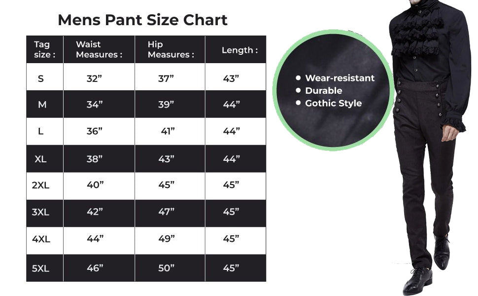 Prime Quality Men's Gothic Alastor Steampunk Black Brocade Dress Pants