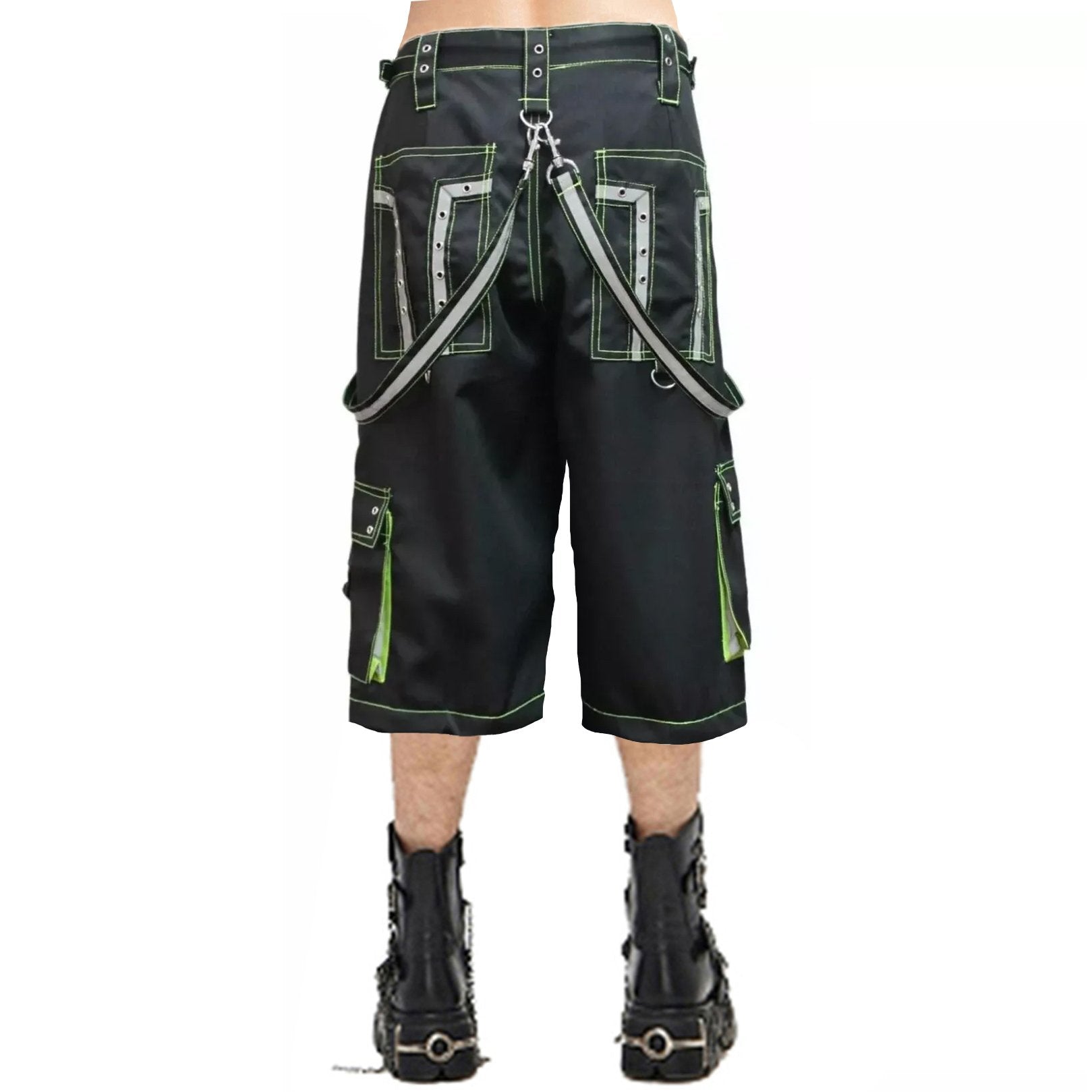 Men's Gothic handmade Bondage Reflective 6 pockets Punk Rock Shorts