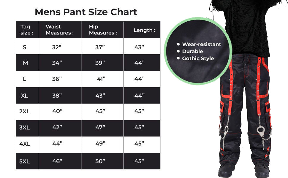 Gothic Men's Handmade Bondage Gothic Cyber Pant Chain Techno Rock Punk Shorts Trouser Pants/USA